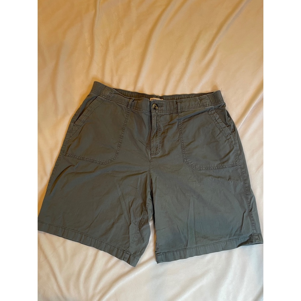 Sonoma Goods For Life Women Plus 1X Olive Utility Shorts Elastic Waist Cotton
